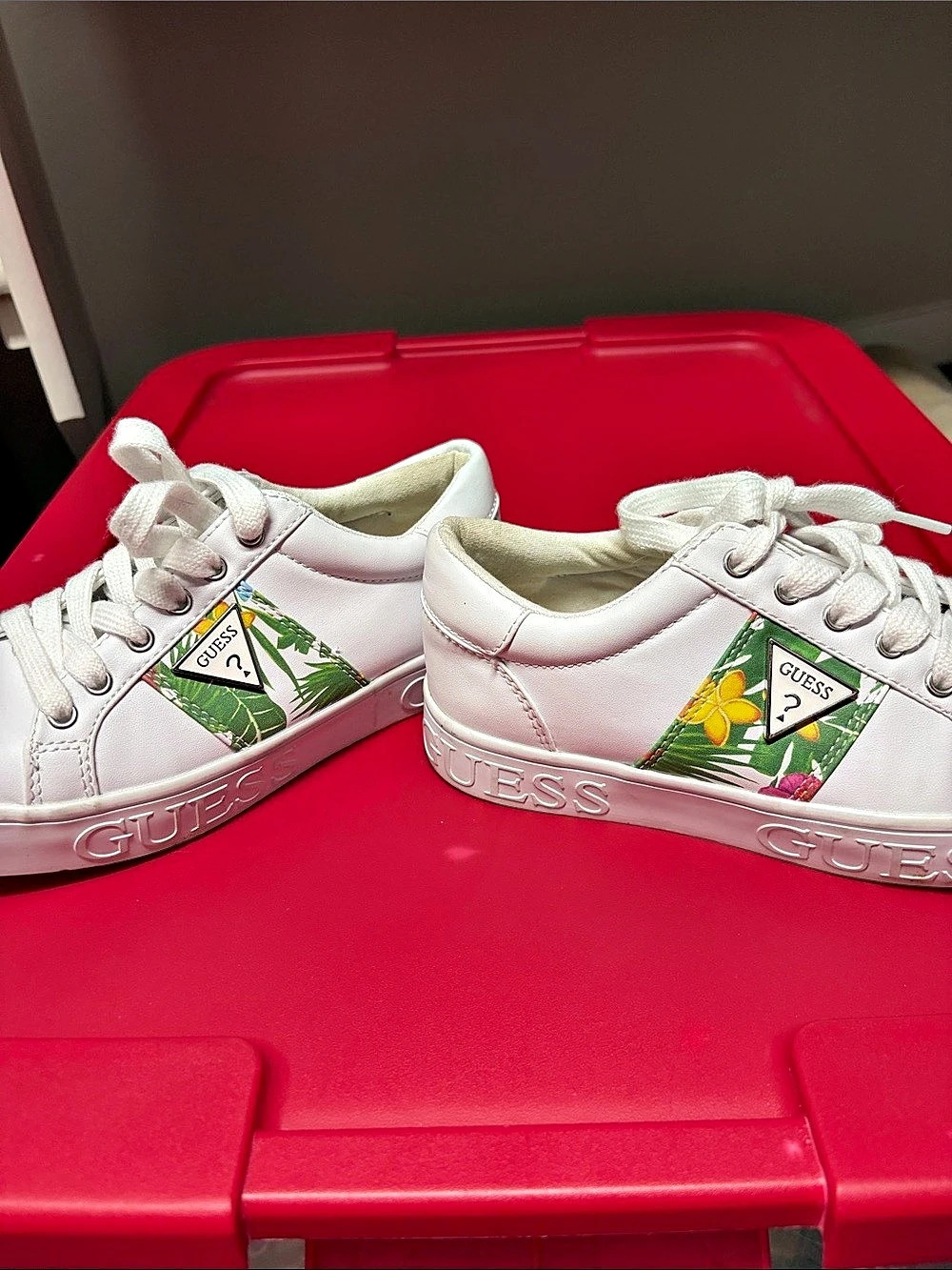 Guess Tropical Floral White Sneakers & Green Sneakers